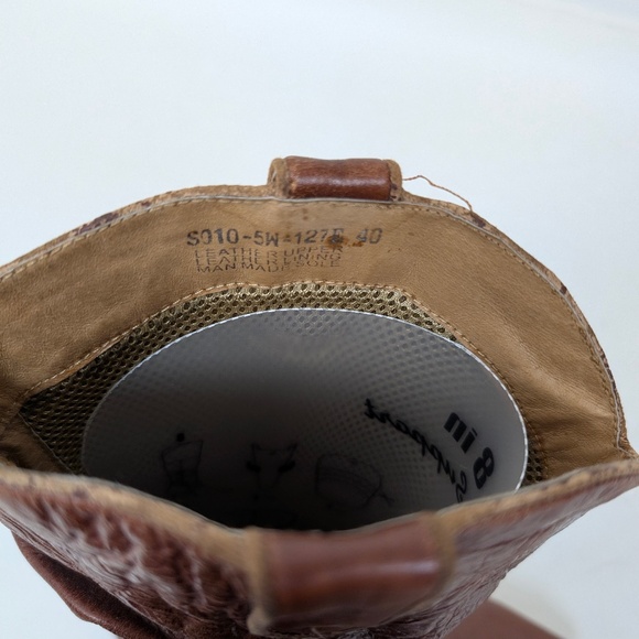 Brown Leather Cowgirl Cowboy Boots Mesh Lining Heeled Slouchy - Picture 2 of 12